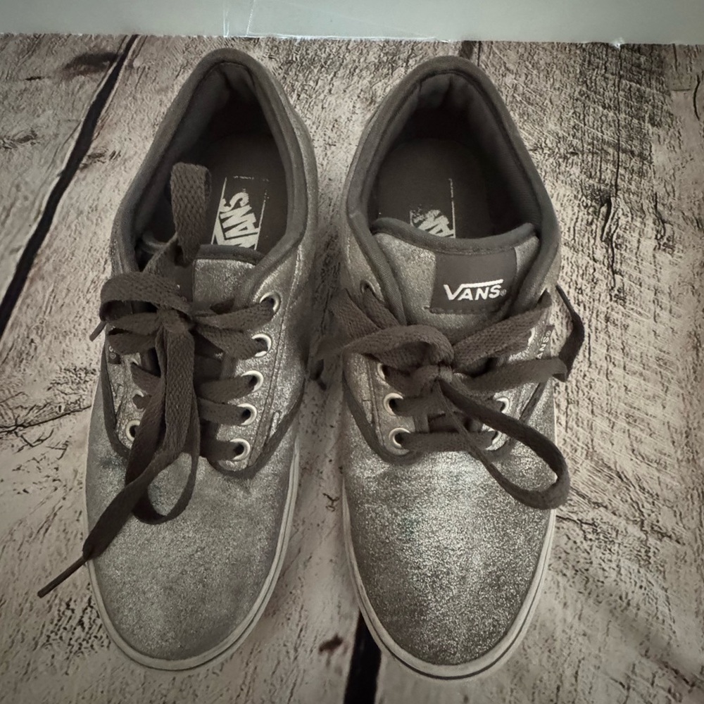 Vans Women's Silver and Black Sneakers